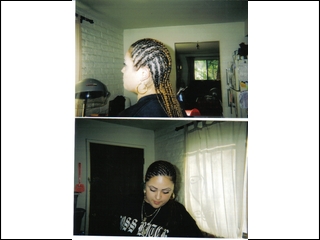 cornrows going to the side $40 (I did)